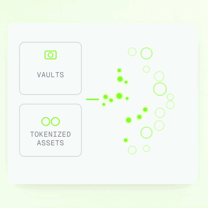 This image illustrates how "Vaults" and "Tokenized Assets" contribute to generating stable yields, aligning with the post's promise of consistent payouts. The diagram shows tokens flowing from these sources outwards, symbolizing a continuous process.