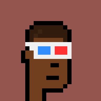 A pixelated CryptoPunk character wearing 3D glasses with blue and red lenses is displayed against a red background, representing the NFT that recently sold for $121k as the collectible market continues to surge.