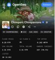 A small screenshot of an OpenSea NFT listing titled "Elonquest Obsequiousness" showing power stats and other blockchain details.
