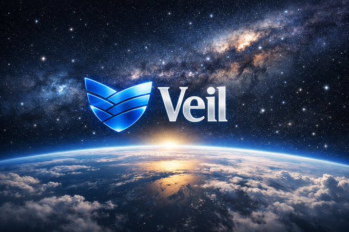 The 'Veil' logo featuring a blue shield emblem displayed against a backdrop of Earth from space with the Milky Way galaxy visible in the starry sky.