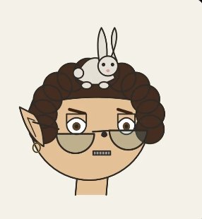 A cartoon avatar of a brown-haired character with glasses, pointed elf-like ears, a hoop earring, and a small black-and-white bunny resting on top of their head, visually representing the "first human faces coming to Java" NFT collection teased in the accompanying post.