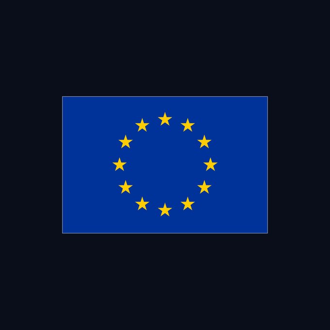 The flag of the European Union, featuring a circle of twelve yellow stars on a blue background.