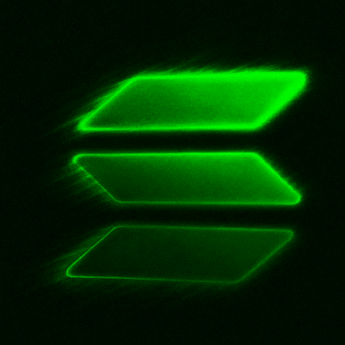 Three glowing green horizontal bars stack vertically against a black background, evoking the visual style of a digital interface or progress indicator. The image pairs with a post about Solana ecosystem bug bounty programs, where each bar likely represents an active bounty tier starting from $8M+ payouts, highlighting the lucrative, high-stakes nature of finding vulnerabilities in major protocols.