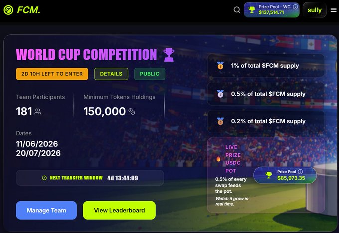 In the image, there are two screens side by side showing information related to a World Cup competition. The first screen displays the details about entering into the contest, including the date of entry, the cost per person, and the requirements for participation. The second screen shows a list of prizes available in the competition, with one prize being a soccer ball. It also displays some links to other contests and offers, such as winning tickets or a chance to win money by responding to an ad.