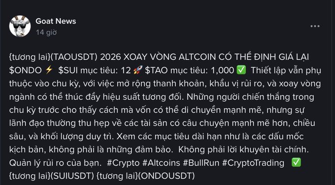 The image shows a screenshot of a Facebook page where someone has posted about a target named "SUI" that has been awarded 12 Bitcoins by another person, who has also been named as "XOAYVON ALTON". The text on this post is written in Vietnamese and is accompanied by an image.