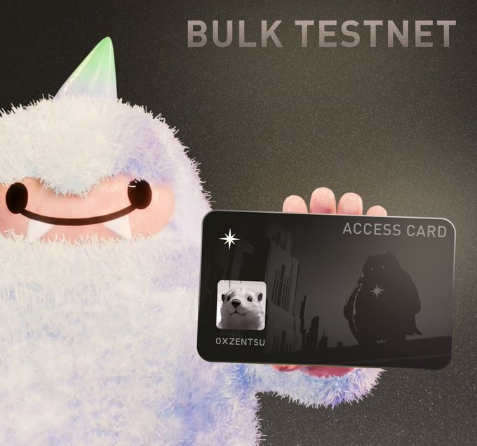 In this image, a person holding a black plastic ID card with a digital illustration of a white snowman on it appears to have bought an "Access Card" from Solana's Perp DEX platform. The text on the card states that the account has been pre-deposited and that 1 million AURA will be allocated for early use. This means that the user will receive this amount as a pre-deposit, which can then be used to make transactions at Solana's Perp DEX in a bulk trade setting.