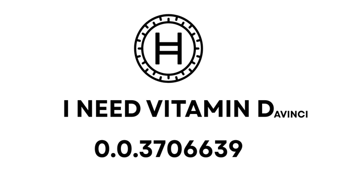 A graphic with an 'H' tire logo reads 'I NEED VITAMIN DAVINCI' above the number '0.0.3706639'.