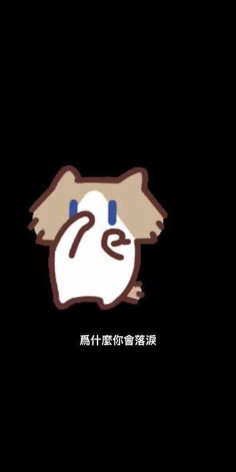 A simple cartoon drawing of a brown and white cat covering its face with its paw, with Chinese text below reading '爲什麼你會落淚'.