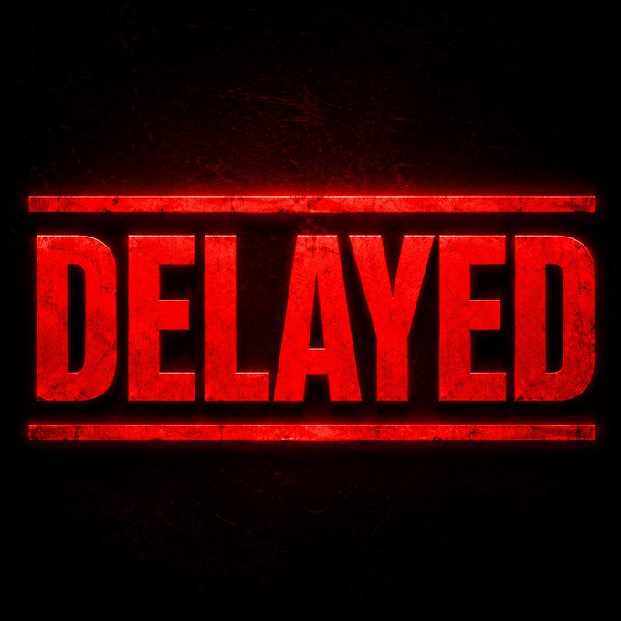 The word "DELAYED" appears in bold, distressed red lettering against a dark background, visually reinforcing the message that the U.S. Senate has postponed its vote on the CLARITY Act until September.