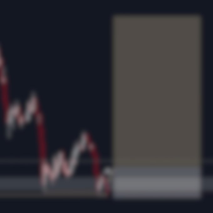 A dark-themed candlestick chart showing BTC's price in a sharp downtrend, with a brown highlighted rectangle on the right side likely marking a potential bottom zone where the poster is eyeing long entries.