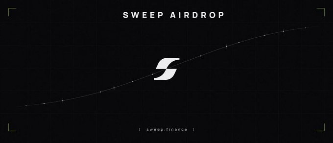 A promotional graphic for 'SWEEP AIRDROP' featuring the Stylus (S) logo with an upward-trending dotted line on a dark background, displaying the website 'sweep.finance'.