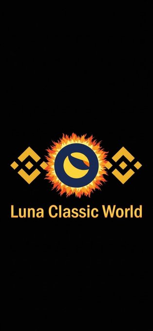 Logo for 'Luna Classic World' featuring a stylized sun and crescent moon design in gold and orange on a black background.