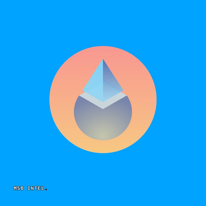 A stylized graphic shows a blue Ethereum symbol emerging from a circular gradient on a blue background, with "MSB INTEL." in small text in the bottom-left corner, representing Lido Finance's NEST buyback mechanism going live on Ethereum mainnet.