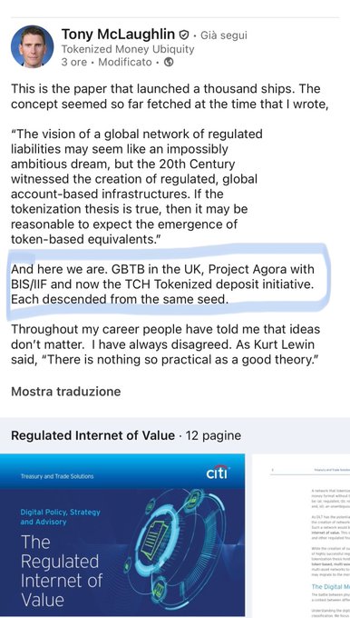 The image shows a screenshot of a post on social media, which appears to be about Bitcoin. It has been edited with a blue filter applied to it, giving it an artistic touch. The post includes text that reads "And here we are $QNT". This text is related to the post's content and adds context to what was originally written in the post.