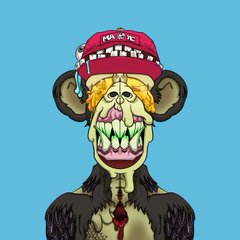 A digital illustration of a cartoon monkey character wearing a red beanie and smoking a cigarette against a solid blue background.