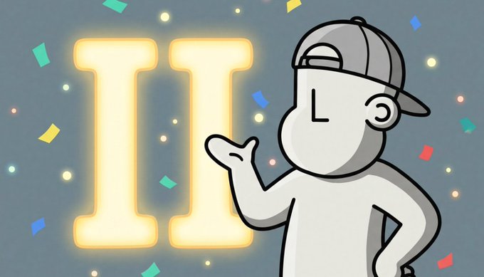 A cartoon character wearing a baseball cap gestures toward a glowing yellow "II" (Roman numeral for 2), surrounded by confetti, announcing "season two" in a playful, uncertain tone that matches the post's tongue-in-cheek admission of "maybe" knowing what they did.