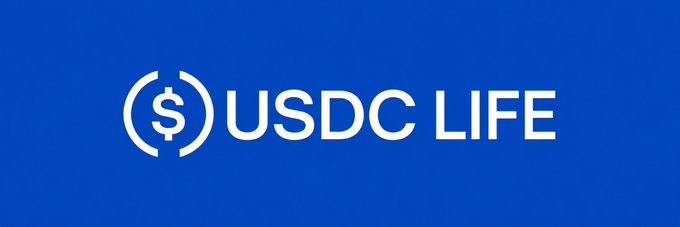 The image features a blue banner with white text that reads "USDC Life" written in capital letters. The text is positioned at the top of the image, while the rest of the image is gray. The background color of the image is gray, providing a contrast to the blue banner and making it stand out.