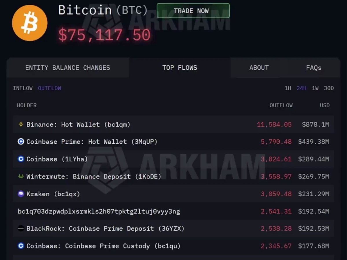 The image displays a screenshot of a cryptocurrency trading website that has Bitcoin as its main focus. The site's page shows various crypto assets, including Bitcoin, with their current prices displayed prominently on the screen. It also includes information about the top flows and market trends for these coins. The image highlights how Bitcoin is currently in high demand among users due to its price changes. The website appears to be a source of information or trading tools for cryptocurrency enthusiasts looking to invest or sell digital currency.