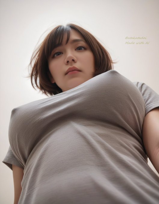 A low-angle shot of a woman's face and chest looking down, with the text "@atakatadadaj Made with AI" visible. This image likely represents the woman "June" from the post and acknowledges her hard work through an AI-generated artistic depiction.