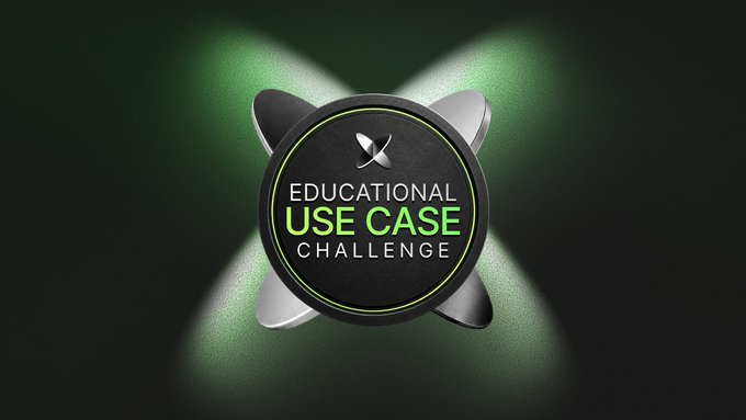 Graphic reading "EDUCATIONAL USE CASE CHALLENGE" in a circular badge with cat ears, set against a dark green spotlight background.
