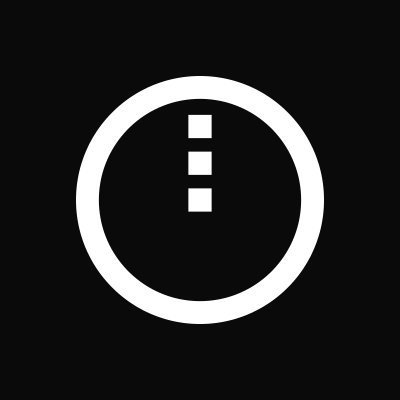 A simple black and white icon featuring a circle containing three vertically stacked squares, resembling a menu or options symbol.