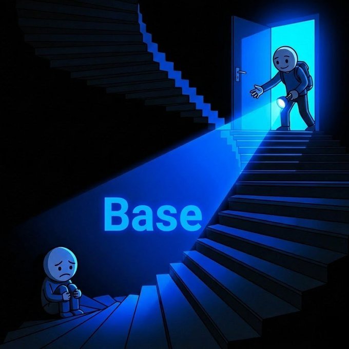 The image features two characters - one sad-looking character sitting at the bottom of stairs and another character holding a lantern, walking up the stairs towards the sad character. The caption above the image reads "Focus on what is in the image and how it relates to the post."