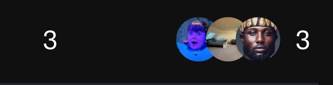 Three circular profile pictures of different people are displayed between the number '3' on a dark background.