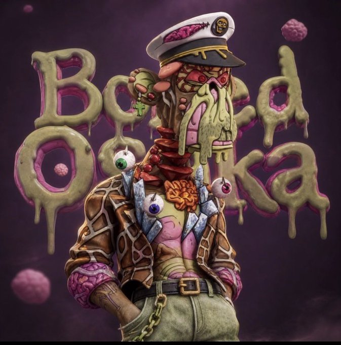 A grotesque, surreal illustration of a naval officer with exposed flesh, tentacles, and eyeballs, with the title 'Booty Ookie' in the background.