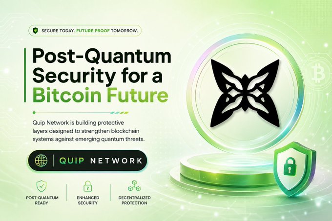 The image features a poster for Bitcoin that highlights its security features. The poster includes a butterfly symbolizing the concept of immutability and a shield representing the idea of neutrality. It also mentions that Bitcoin was built on two core principles, immutability and neutrality, which are now threatened by quantum computers. The poster emphasizes the importance of securing Bitcoins in lost wallets to prevent them from being spent or used maliciously due to their vulnerability to quantum computing attacks.
