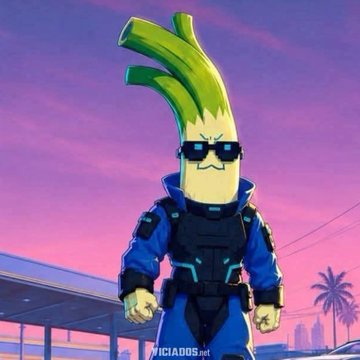 The image shows a banana-headed character wearing sunglasses and a blue futuristic suit, with "INICIADOS.NET" watermarked at the bottom, set against a vibrant sunset backdrop with palm trees. The stylized, edgy avatar visually represents the anonymous nature of the leaker "Cyberleek" threatening to leak GTA 6 in full if his cryptocurrency demands are met.