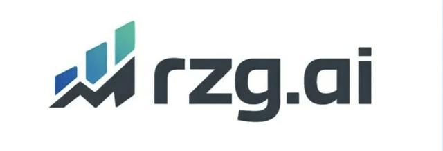 A logo for 'rzg.ai' featuring stylized blue and green ascending bar chart shapes next to the text.