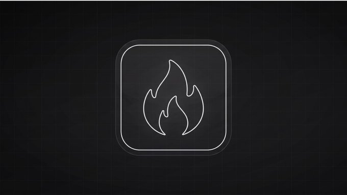 A glowing white outline of a flame icon centered within a rounded square frame appears on a dark background, symbolizing the upcoming burn of 100 million LSK tokens.