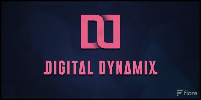 The image features a logo with the words "Digital Dynamics" written in pink letters, which are positioned above a blue background. The text is slightly tilted to the right side of the logo. Below the logo, there's some text that reads "Focus on what is in the image and how it relates to the post".