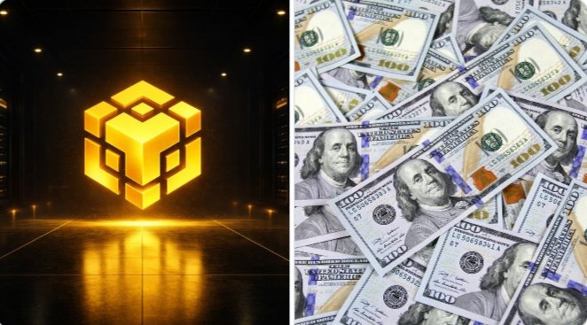 A glowing golden BNB Chain logo is displayed beside a scattered pile of $100 U.S. bills, visually representing the cryptocurrency platform's Build the Era Hackathon, which offers over $40,000 in prize money to developers building AI agent trading marketplaces on BNB Smart Chain.