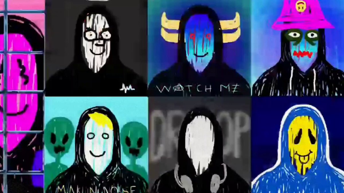 The image features a collage of six different faces, each with unique expressions and colors, arranged in two rows of three. The faces are accompanied by text that reads "watch me" or "watch out", indicating their connection to the concept of being watched. The faces vary in size and color, creating an interesting visual effect when combined together.