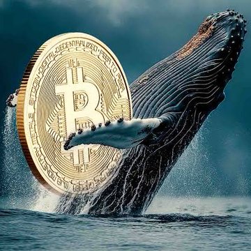 A humpback whale breaches beside a large gold Bitcoin coin, symbolizing the surge of major institutional and sovereign buyers stockpiling Bitcoin (₿) at discounted prices during 2026's market volatility.