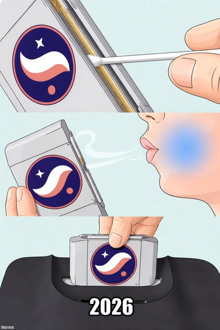 A three-panel illustration by Boxleet depicting a product with a blue and red logo being sniffed from a tin and then stored in a pocket, labeled with the year "2026".