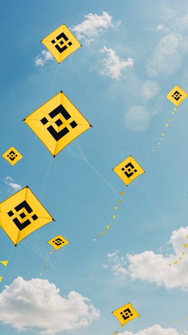 Multiple yellow diamond-shaped kites featuring the Binance logo (a stylized black "B" symbol) fly against a bright blue sky with scattered white clouds.

The image visually reinforces the message's theme of standing apart from the crowd—the Binance-branded kites soaring high above suggest that those who take time to understand (like Binance users mastering crypto knowledge) gain a rare, elevated perspective that sets them apart in the long run.