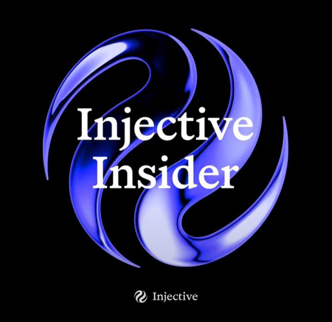 Logo for 'Injective Insider' featuring a purple swirling design on a black background with the Injective logo at the bottom.
