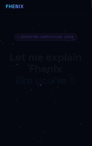 The image shows a screen of a video with the title "Fhenix" at the top, along with a description below stating that privacy matters the most. An overlay of a complex computer network design can be seen underneath this information, providing more context about the underlying content in the scene. At the bottom of the screen, there is an option to drop a comment or leave feedback by pressing '@'.