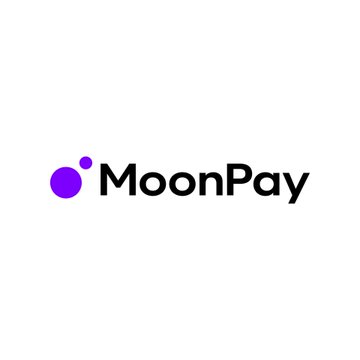 The MoonPay logo features a black and purple color scheme, with the word "MoonPay" written in white letters against a white background.