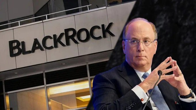 Larry Fink and the BlackRock building are featured in this image, likely highlighting BlackRock's recent launch of a tokenized money-market fund on Ethereum.