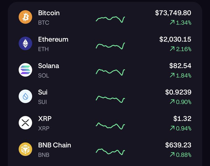 The image shows a chart with Bitcoin prices from different altcoins, including Etherium, Solana, XRP, BNB Chain, and others. The chart also features the names of these coins along with their current prices. The text at the bottom of the image suggests that there is a guessing game where people can try to predict the price of BTC in the next 24 hours by observing the trends shown on this chart.