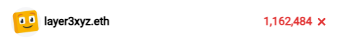 The image appears blurred and abstract, showing partial views of what may be the Reddit logo (the orange alien mascot "Snoo") and some red graphic elements, but no readable text or ticker information is visible. The image does not clearly relate to the accompanying post about @layer3xyz, as the content is too distorted to make any identifiable connection to the user mentioned.