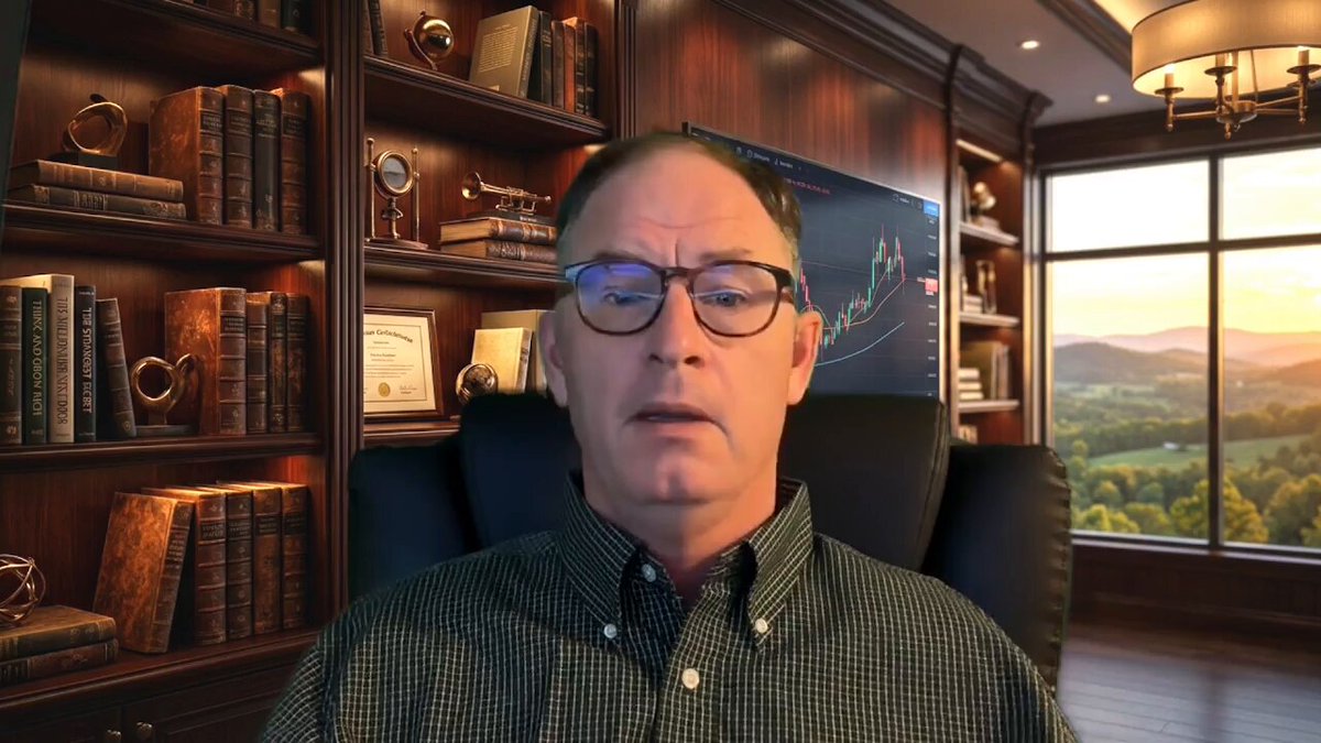 The image shows a man sitting in an office chair, wearing glasses and looking at the camera with a serious expression. Behind him are bookshelves filled with various books, suggesting that he might be working or studying in this space. The background features a window overlooking a beautiful landscape of mountains, adding to the overall atmosphere of the room.