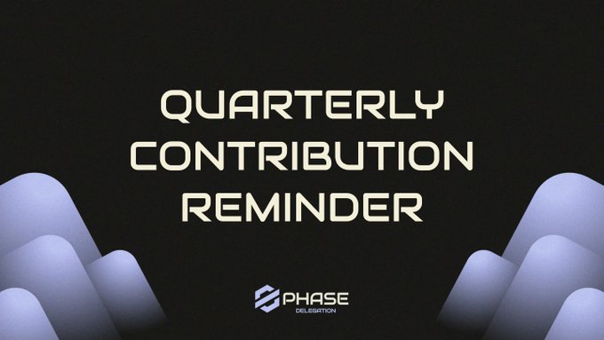 A dark graphic displays 'QUARTERLY CONTRIBUTION REMINDER' with 'PHASE DELBERTON' branding at the bottom.
