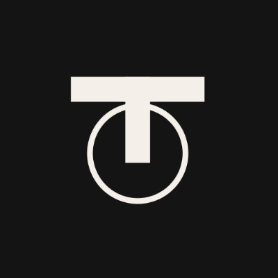 Black square logo featuring a white stylized geometric design combining a 'T' shape with a circle below it.