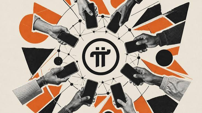 A circular collage of diverse hands holding smartphones converges toward a central "π" (Pi) logo, symbolizing a global network of users connected through the Pi blockchain. The image visually reinforces the post's question by illustrating that Pi's success depends on the collective participation of millions of users, developers, and real-world businesses all working together.