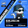 A small graphic shows a 'BREAKING NEWS' alert with a copycat dog character, labeled 'dogycopy' with a market cap of '$3.31M' and a value of '$25,252.36'.