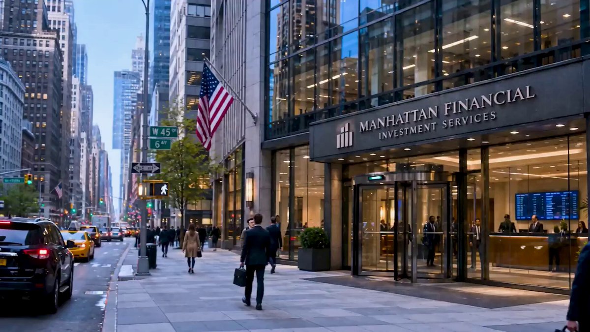 The image shows a busy city street with people walking along the sidewalk, cars driving by, and tall buildings lining the street. In front of the building labeled "Manhattan Financial Services", there are several people walking around, some carrying handbags or backpacks. The text in the image reads "@Backpack Securities is coming to Solana". This suggests that a new company might be opening up soon, possibly offering financial services like investing and lending.

The presence of tall buildings indicates that this area could be a hub for business and commerce, with various companies operating within these structures. The busy street scene also implies that the city has a thriving economy and is likely to attract more businesses in the future.